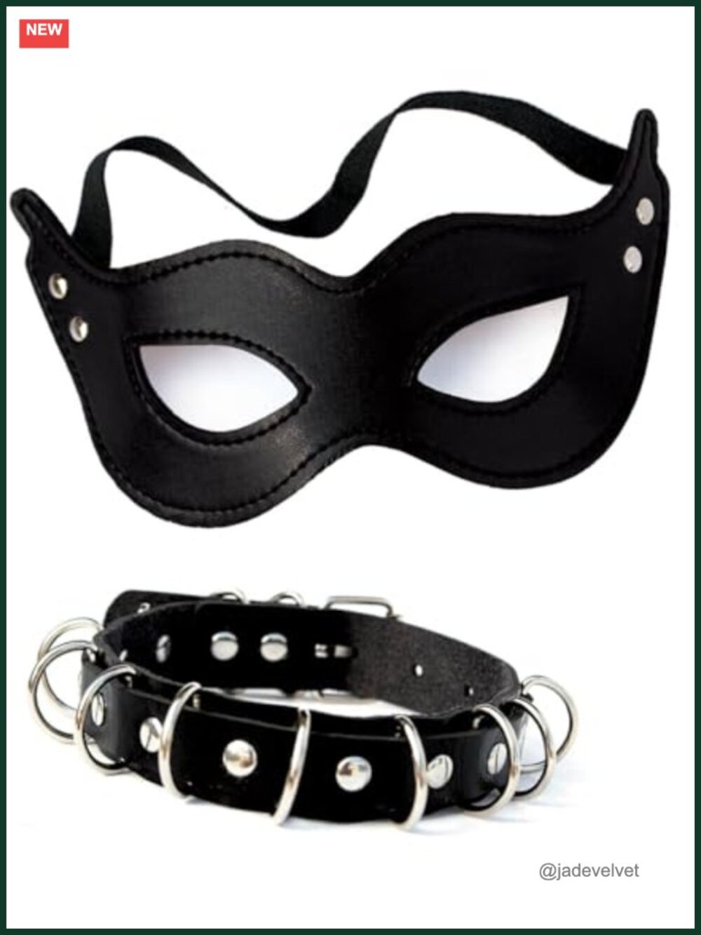 Faux Leather Catwoman Mask Set with Cat Eye Mask & Choker Fancy Dress